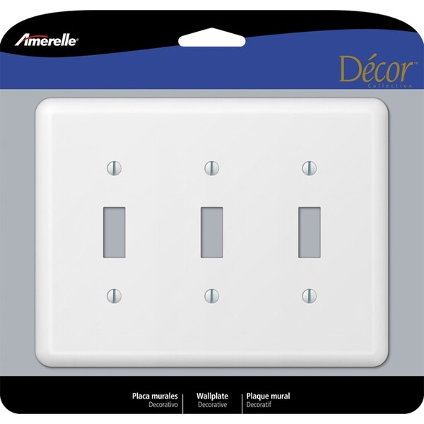 Amerelle Amerelle Devon White 3 gang Stamped Steel Toggle Wall Plate 1 pk 935TTTW - main